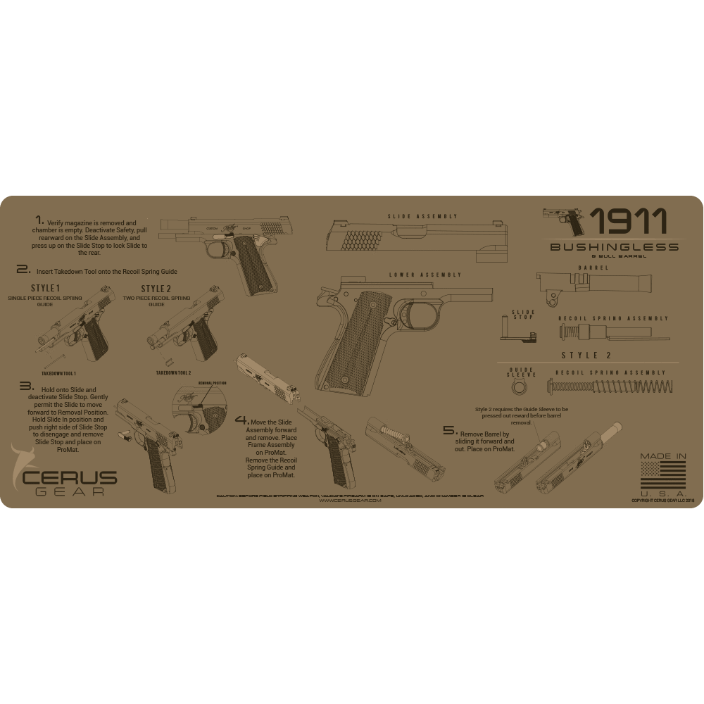 1911 BUSHINGLESS & BULL BARREL INSTRUCTIONAL COYOTE PROMAT