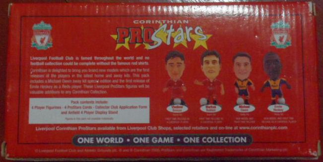 ตุ๊กตาโมเดลนักฟุตบอล ทีมแพ็ค 4x สโมสรลิเวอร์พูล โครินเธียน โปรสตาร์ - 4-Pack 2001 ใหม่ / 4x LIVERPOOL Football Club Corinthian ProStars Football Figure Team Pack - 4-Pack 2001 NEW