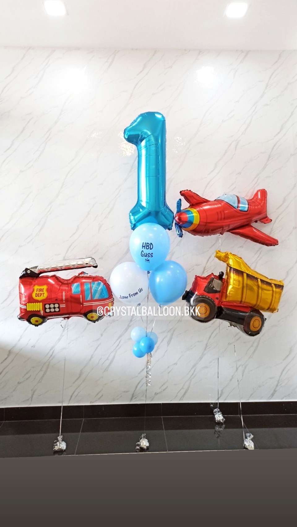ลูกโป่ง วันเกิดเด็ก Theme รถ หลากหลาย พร้อม ช่อฟอยล์ตัวเลข ขนาด 40" 1 ช่อ พร้อมตกแต่ง ฟอยล์รถใหญ่ 2 ชิ้น,ฟอยล์เครื่องบิน 1 ชิ้น สามารถเปลี่ยนสีลูกโป่ง/เปลี่ยนข้อความ/เปลี่ยน Theme ได้
