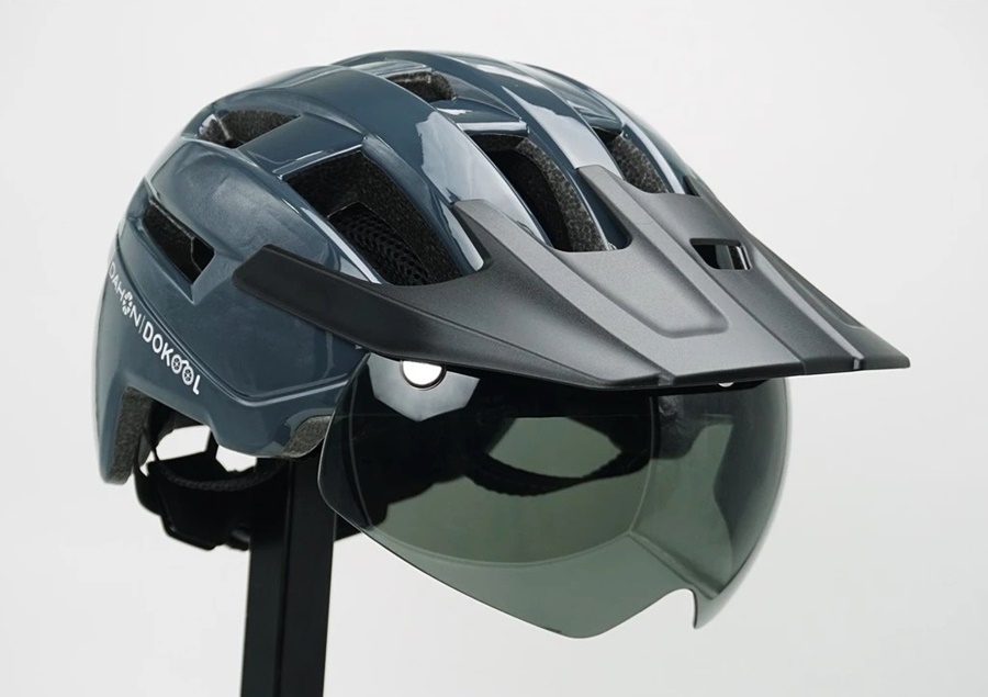 DAHON Integrated Helmet with USB Light | หมวกจักรยานพร้อมไฟท้ายและแว่นกันแดด | รอบศีรษะ 57-63 cm