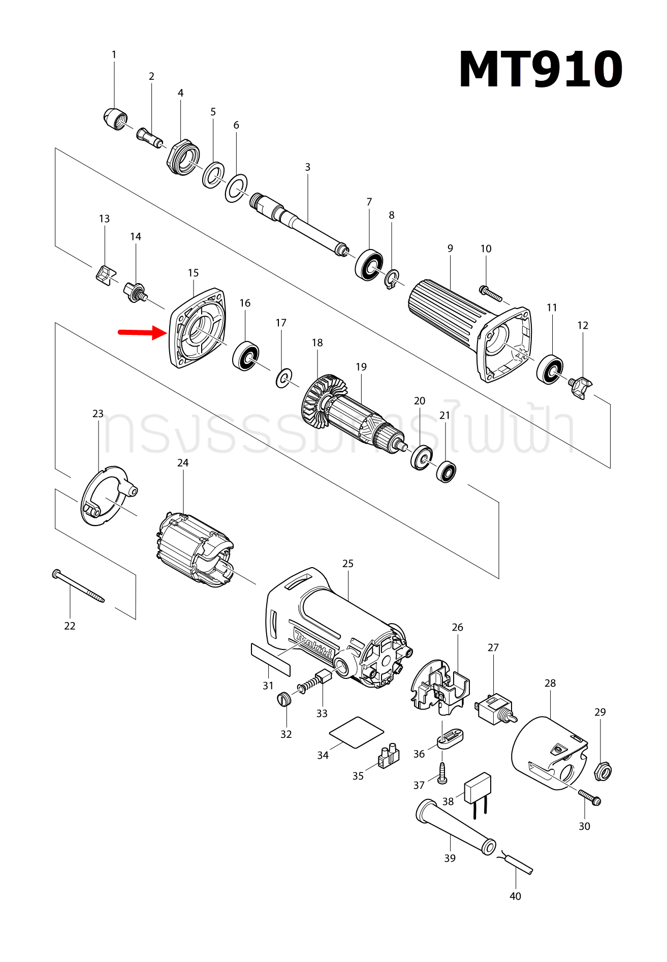 HOUSING COVER หินเจียรคอตรง มาคเทค-Maktec MT910 [#6] Pn.419491-8 (แท้) ##