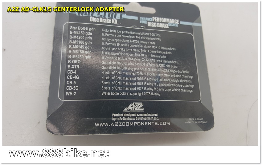 ADAPTER CENTERLOCK A2Z "AD-CLK15" แปลงดุมเซนเตอร์ล็อค ไปเป็น ดิส 6รู