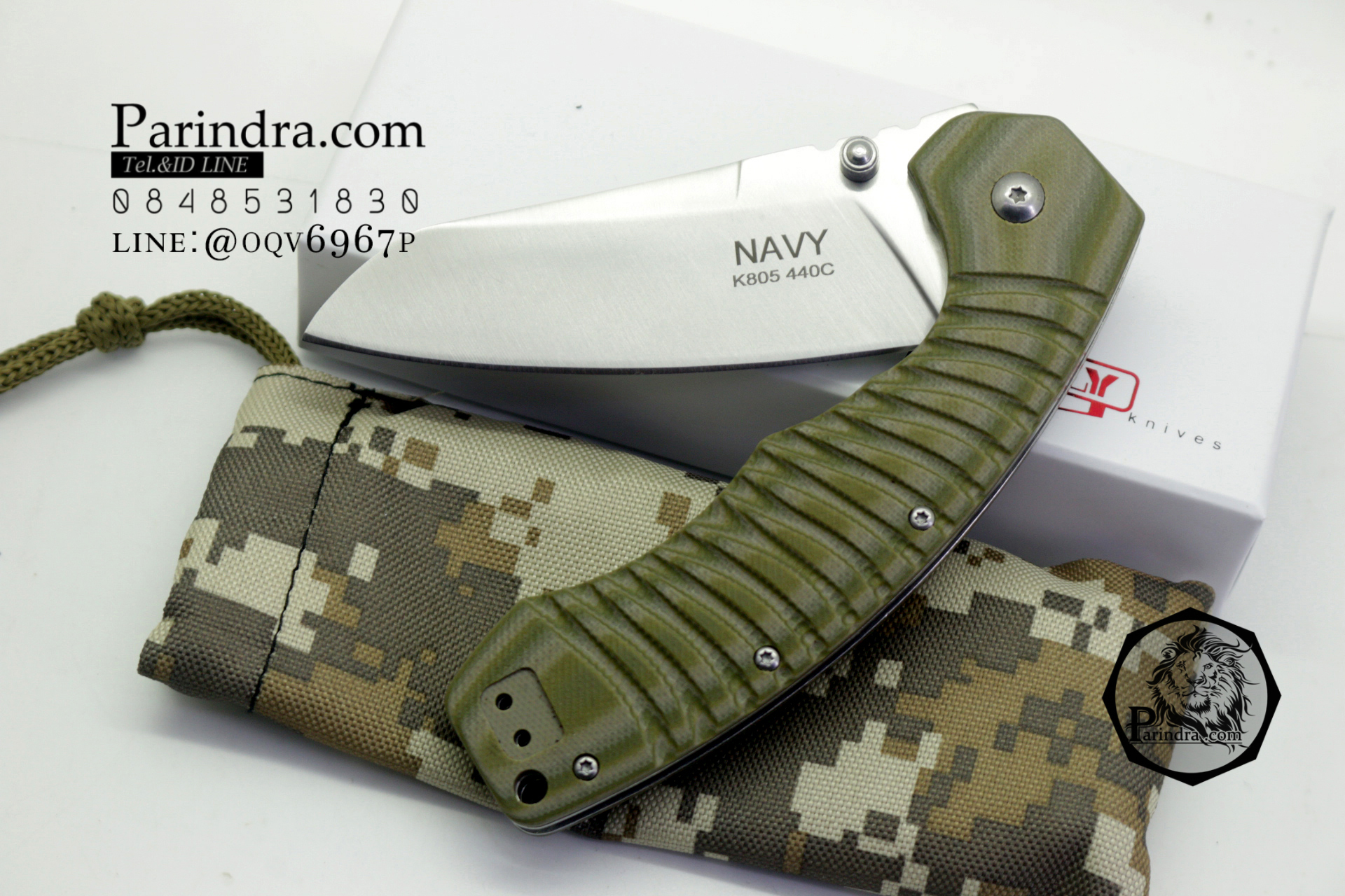 มีดพับ Navy รุ่น K805C สีเขียวทหาร ด้าม G10 ทรงสวย ของแท้ 100%