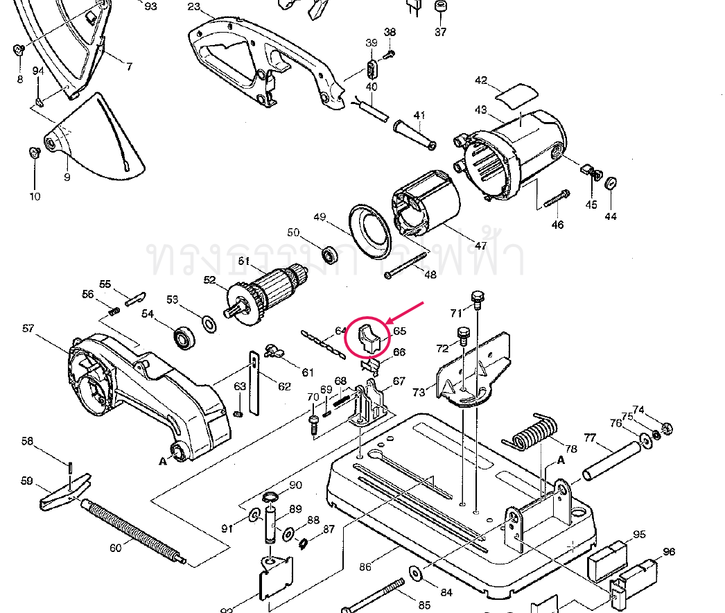 ตัวประคองเหล็กบีบชิ้นงาน แท่นตัด Maktec, Makita MT240, MT241, MT243, M2401B, LW1400, LW1401 [#65] Pn.313114-9 (แท้) #C8