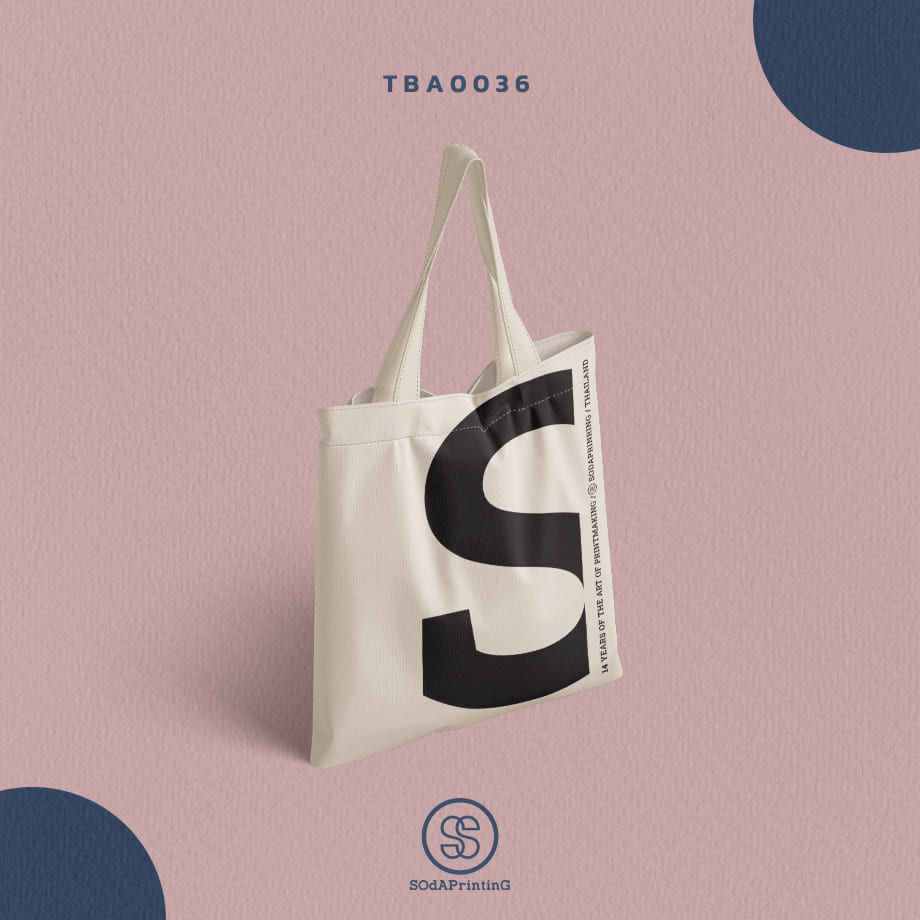 กระเป๋าผ้าแคนวาส พิมพ์ลาย 14 Years of print maker TBA0036 #SOdABag #SOdAPrintinG #กระเป๋า #กระเป๋าผ้า
