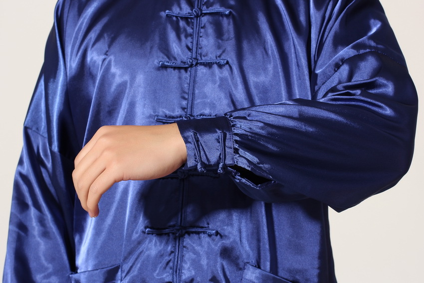 Pre-order ชุดจีนชาย แขนยาวผ้าแพร สีน้ำเงิน