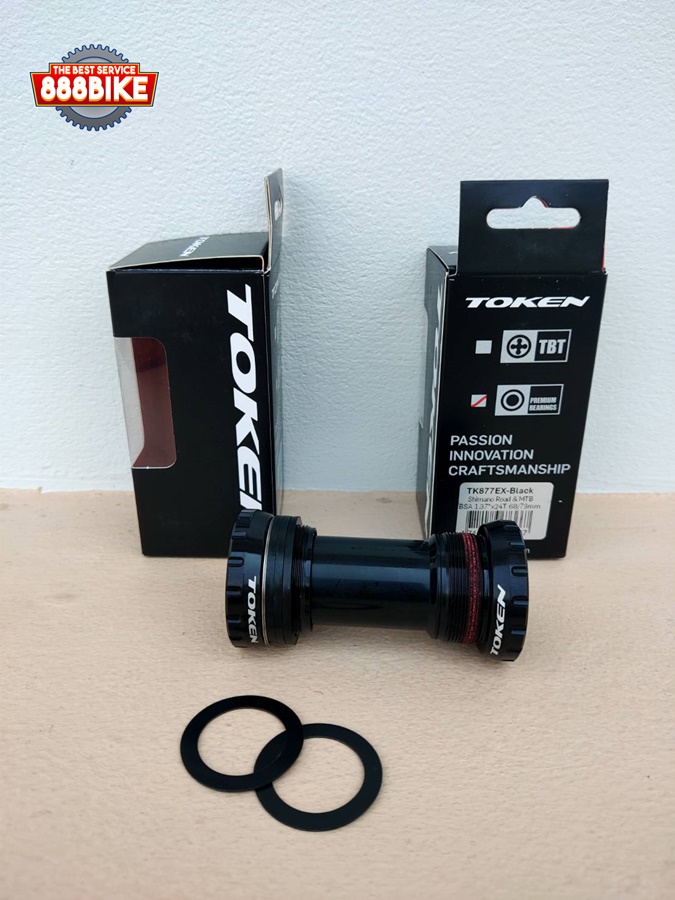 กะโหลกกลวงแบร์ริ่ง TOKEN รุ่น TK877EX เกลียวอังกฤษ Shimano ROAD&MTB BSA1.37"x24T 68/73mm