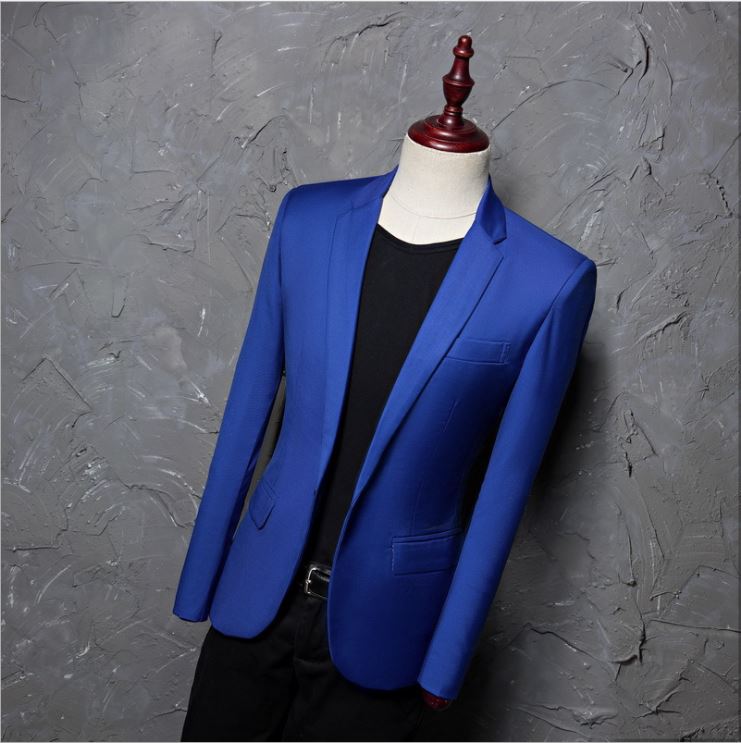 Pre-order เสื้อสูทชาย สีน้ำเงินสด ทรงสลิมฟิต **เฉพาะเสื้อ**