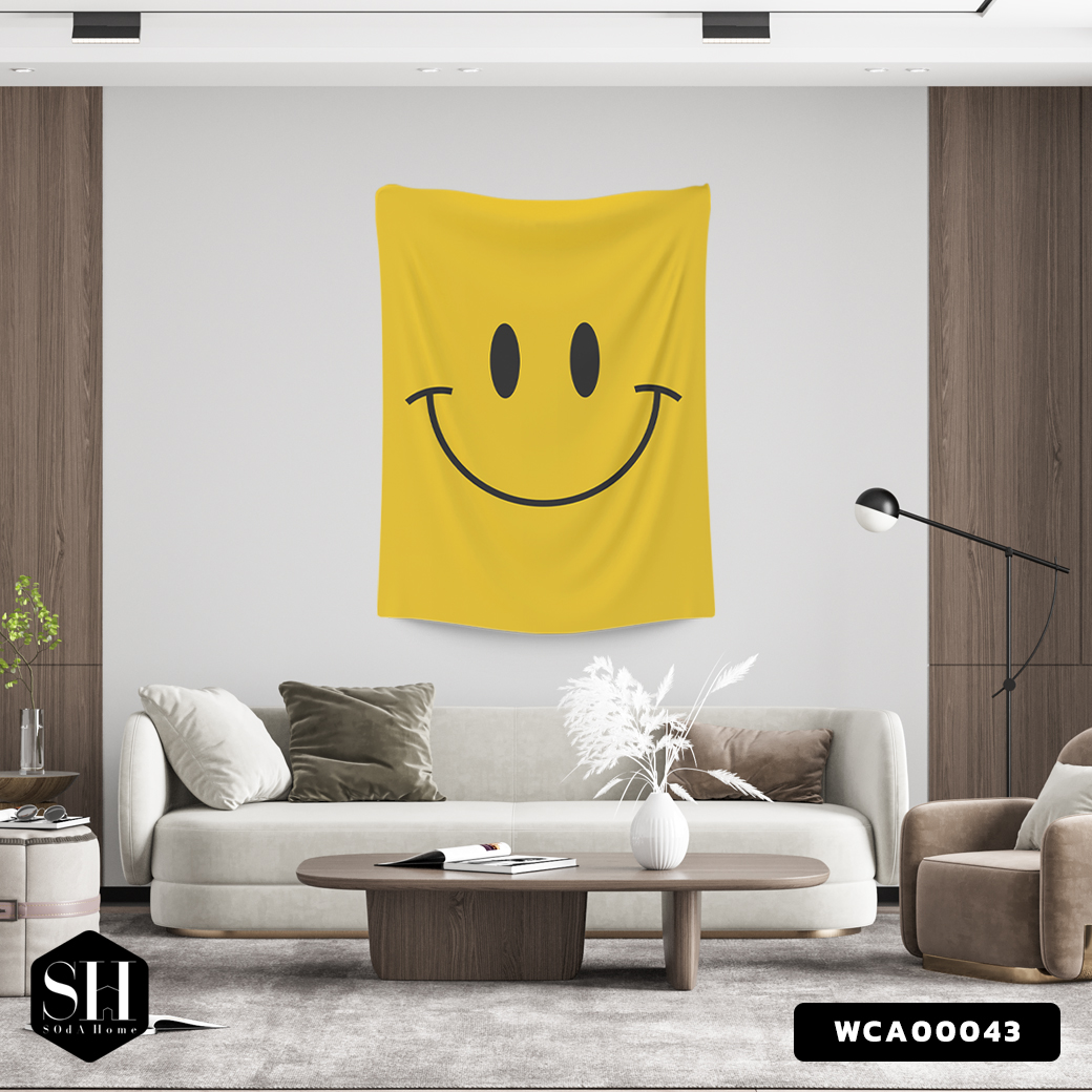 ผ้าติดผนัง ผ้าแขวนผนัง ผ้าตกแต่ง Smiley WCA00043 #SOdAhome #SOdAPrintinG #WallCloth