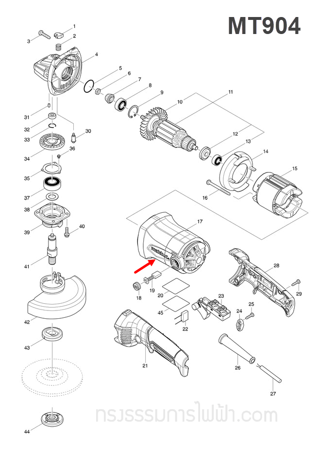 เสื้อฟิลคอยล์ หินเจียร Maktec-มาคเทค MT904 [#17] Pn.142868-9 (แท้) ##