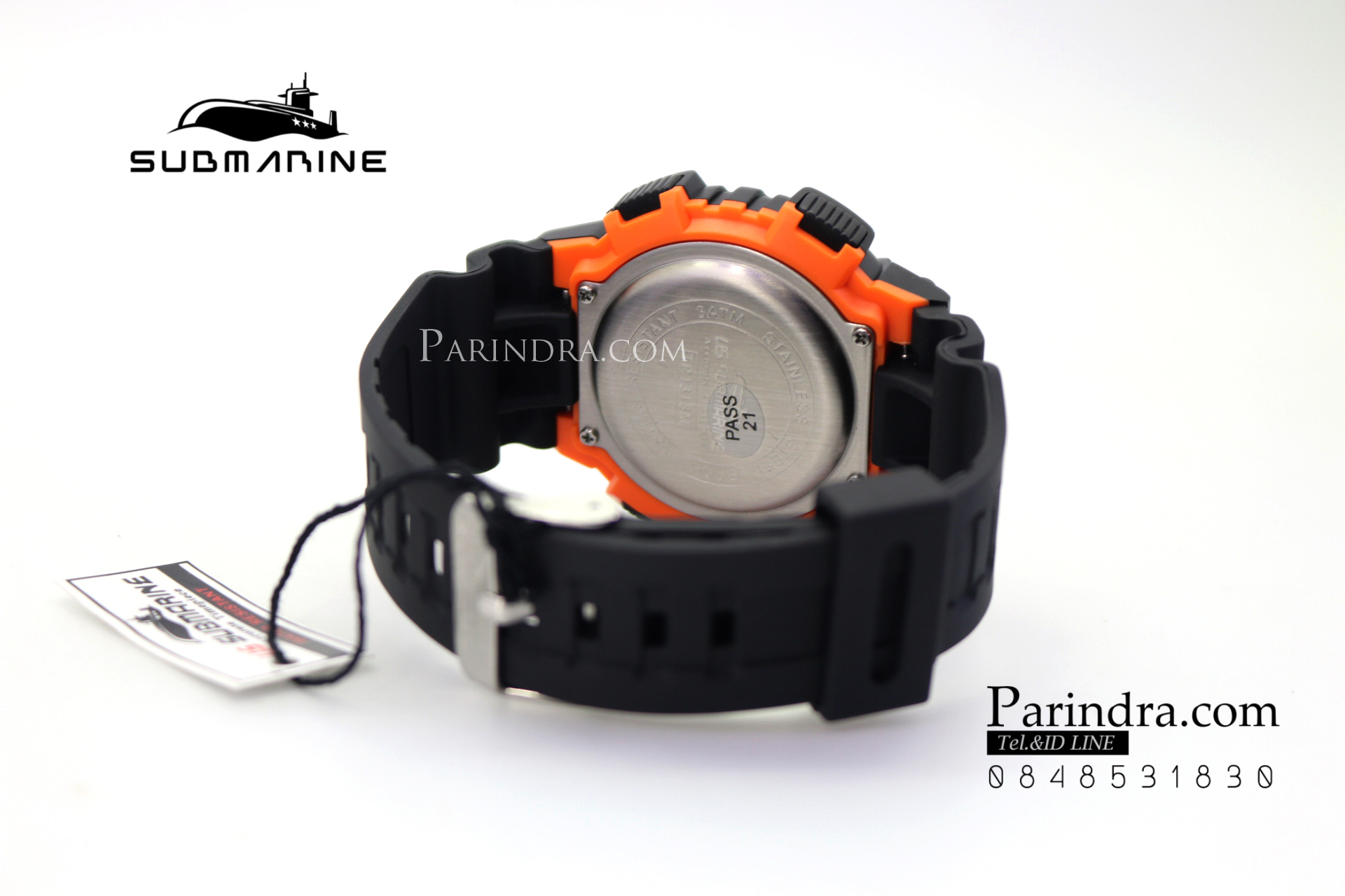 นาฬิกา US submarine สีดำน้ำเงิน TP1318M ผิวด้าน พื้นหน้าปัดส้ม