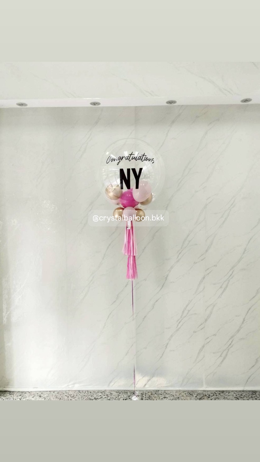 ลูกโป่งแสดงความยินดี Bubble USA ขนาด 24" พร้อม ลูกโป่ง 6" 6 ลูก พร้อมตกแต่ง สามารถเปลี่ยนสีลูกโป่ง/เปลี่ยนข้อความได้