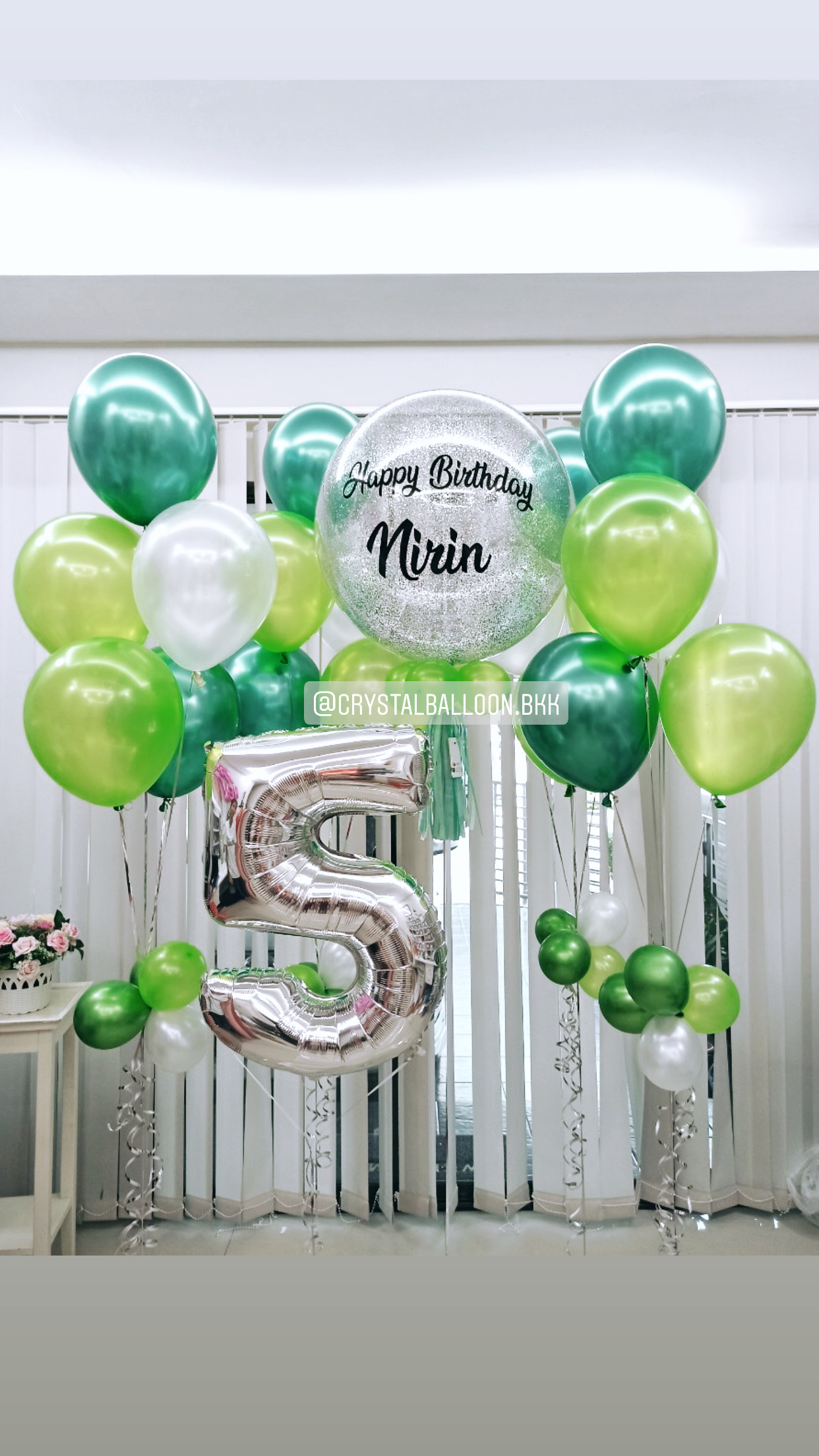 ลูกโป่ง วันเกิด Bubble ขนาด 24" Theme สีเขียว สดใส พร้อม ช่อลูกโป่ง ช่อ 5 ลูก 4 ช่อ,ฟอยล์ตัวเลข ขนาด 40" 1 ตัว พร้อมตกเเต่ง สามารถเปลี่ยนสีลูกโป่ง/เปลี่ยนสี-ฟอยล์ตัวเลข/เปลี่ยนข้อความ/เปลี่ยนขนาดได้