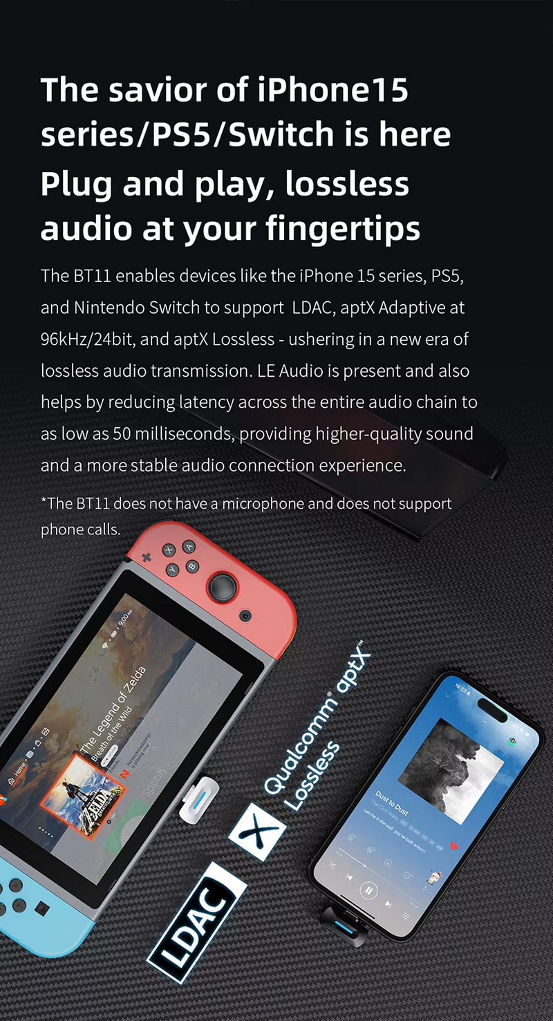 FiiO BT11 เครื่องส่งสัญญาณ Bluetooth 5.4 ความเร็วสูง ชิปเรือธง Qualcomm QCC5181 รองรับ LDAC ประกันศูนย์ไทย