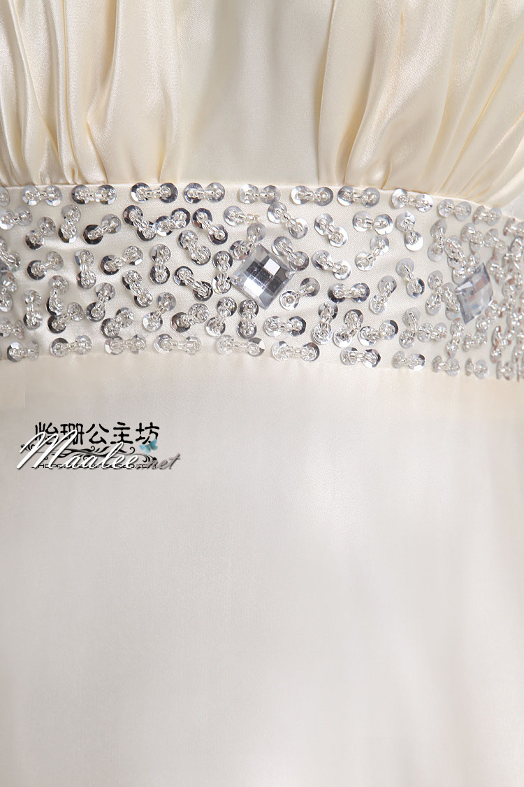 พร้อมส่ง ชุดราตรียาว สีครีม Champagne แบบเรียบหรู ปิดไหล่-เปิดไหล่ ได้ 2 แบบ