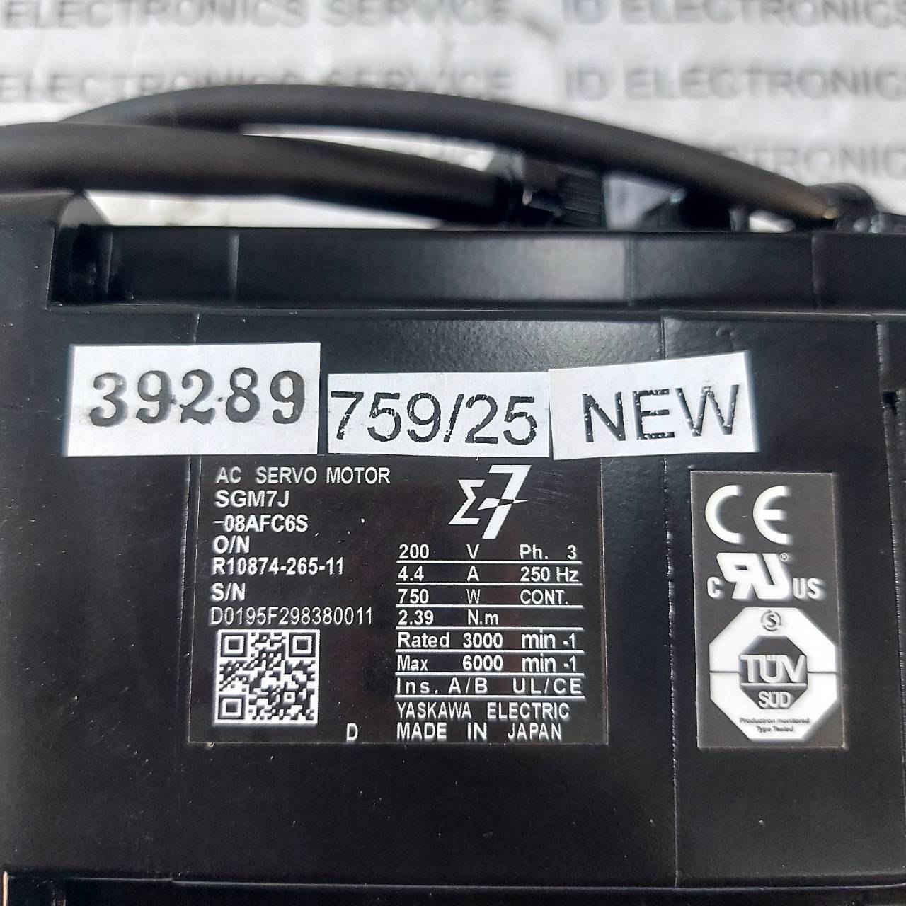 SGM7J-08AFC6S SERVO MOTOR " YASKAWA "