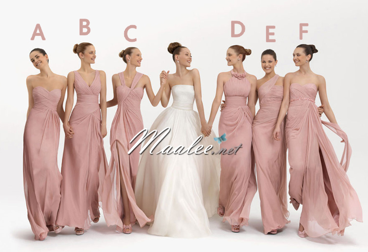 พร้อมส่ง ชุดราตรียาว สีชมพู Nude ชุดเพื่อนเจ้าสาว Nude-002F