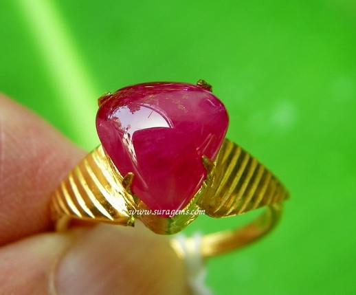 Natural Ruby Burma ทับทิมพม่า ทรงหยดน้ำ สีแดงสดเลือดนกพิราบ (Pigeon Blood Red Ruby) กิมบ่เซี่ยง