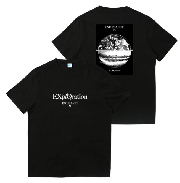 เสื้อยืด เสื้อแฟชั่นไอดอล เสื้อคอน #EXO PLANET#5 สีดำ (ระบุ ไซส์ ที่หมายเหตุ)