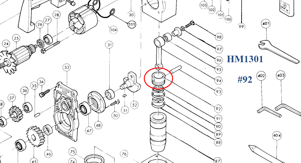 ลูกสูบ แย้ก-สกัด มากีต้า Makita HM1301 [#92] Pn.321824-4 (แท้) ##