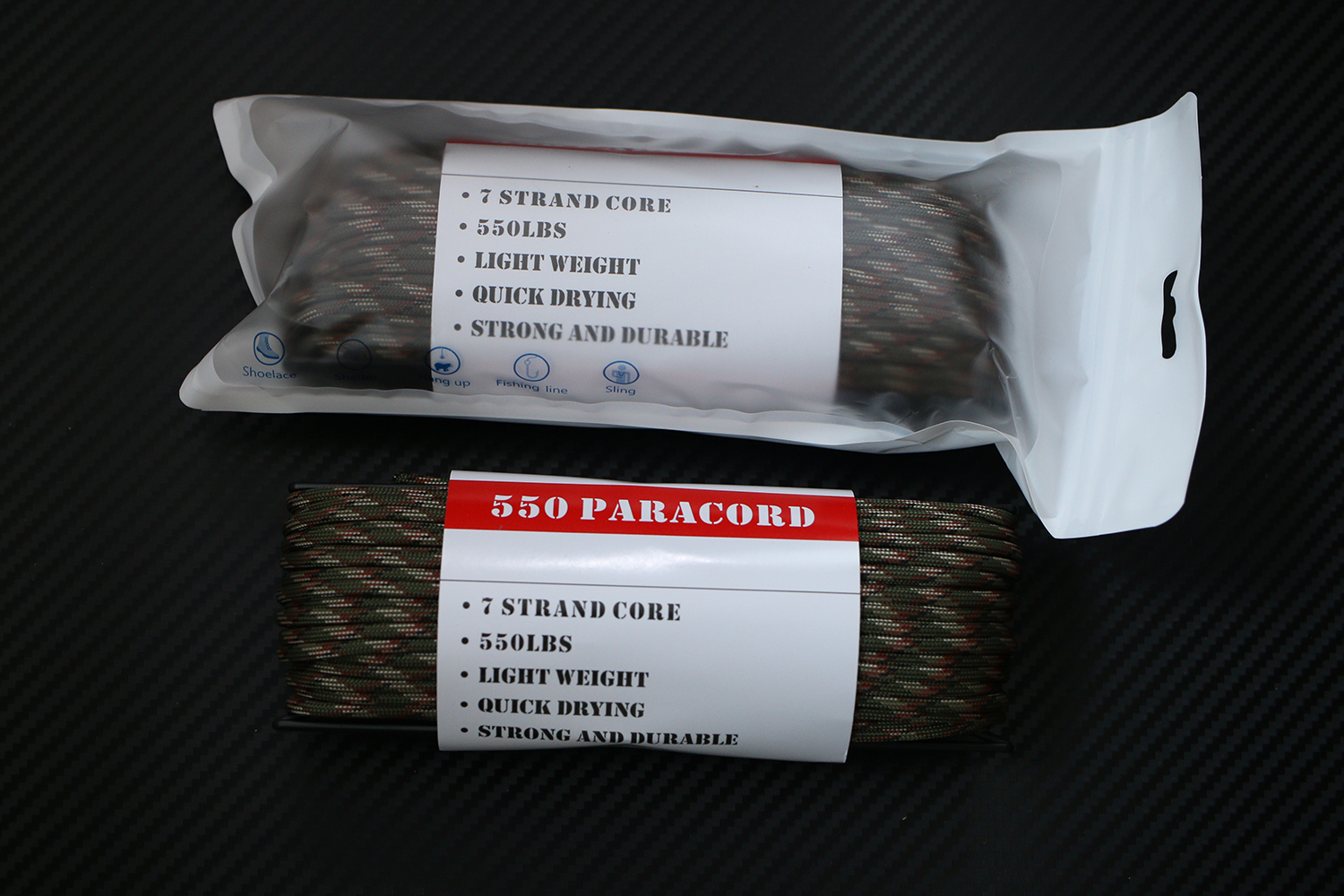 เชือกพาราคอร์ด PARACORD 550 คุณภาพสูง # ARMY GREEN CAMO ใช้ได้งานได้เอนกประสงค์