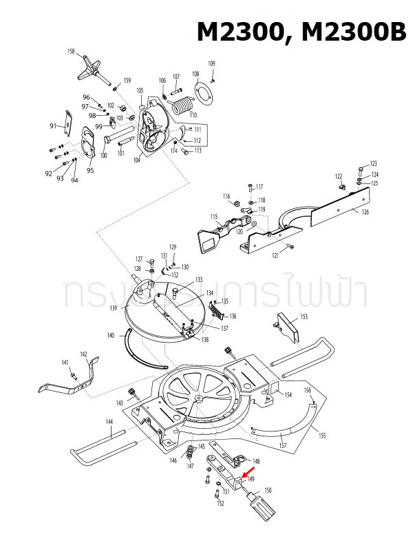 HANDEL BRACKET แท่นตัดองศา Maktec มาคเทค, Makita มากีต้า MT230 [#2], M2300, M2300B [#149] Pn.JM23000002 (แท้) ##