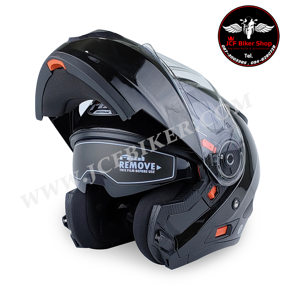 หมวกกันน็อคเต็มใบเปิดคางได้ หมวกกันน็อคเต็มใบ หมวกันน็อค Real Helmets Storm ดำเงา