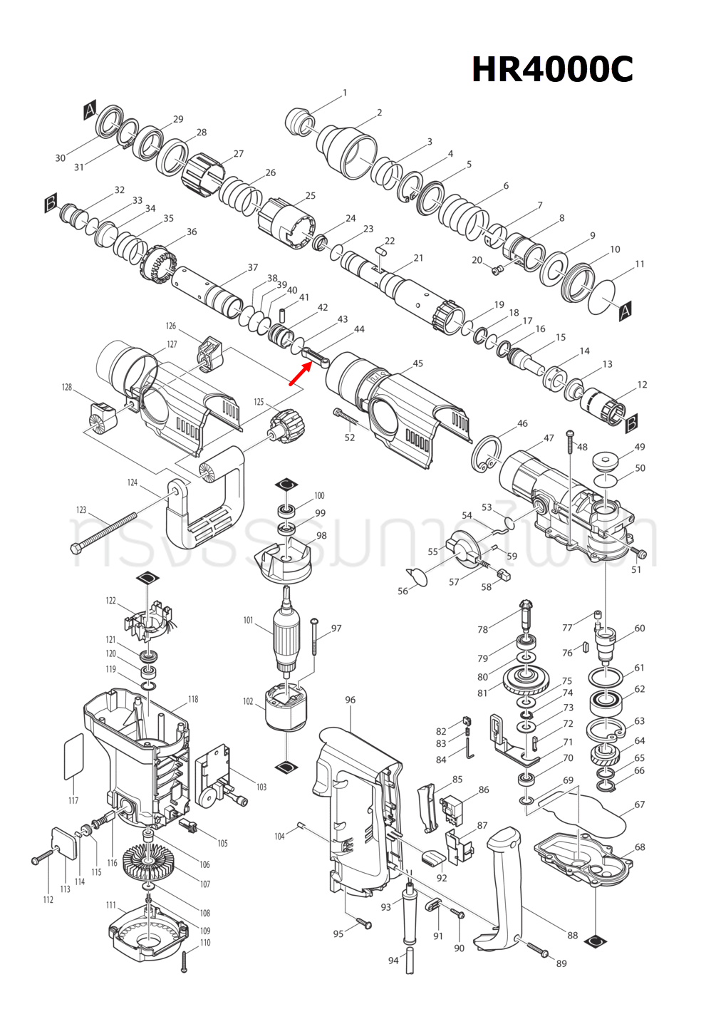 ก้านสูบ สว่านโรตารี่ Makita มากีต้า HR4000C [#44] Pn.416123-8 (แท้) ##