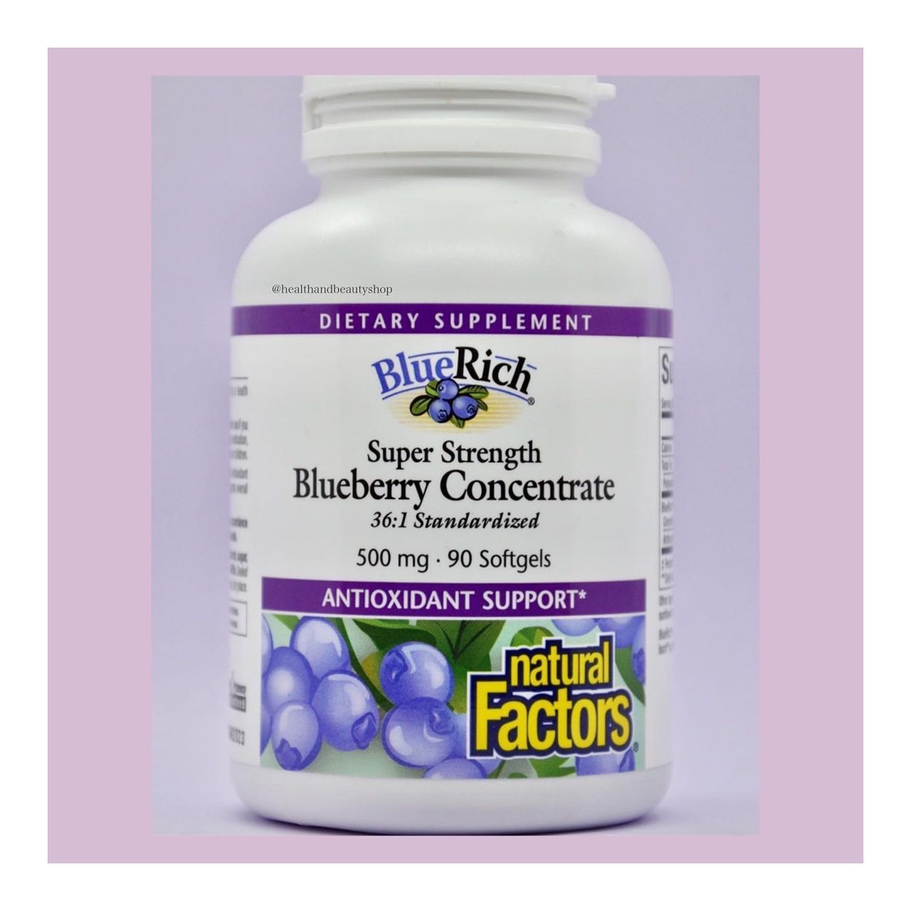 Natural Factors, BlueRich Super Strength Blueberry Concentrate 500 mg 90 Softgels