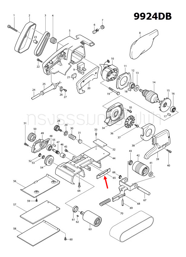 เหล็กกันริม เครื่องขัดกระดาษทราย Makita มากีต้า 9924DB [#65] Pn.155326-6 (แท้) ##(*)