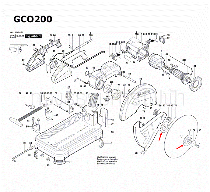 ประกับล๊อคใบ เครื่องตัดเหล็ก BOSCH รุ่น GCO14-24, GCO14-24่J, GCO200, GCO220 (ราคา/ชิ้น) Pn.1609B03592 (แท้)##