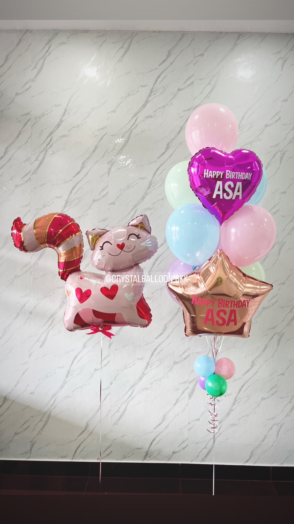 ลูกโป่ง วันเกิดเด็ก ช่อลูกโป่งฟอยล์หัวใจ ขนาด 18",ฟอยล์ดาว ขนาด 24" ช่อ 10 ลูก 1 ช่อ พร้อม ฟอยล์แมว Anagram 1 ชิ้น พร้อมตกแต่ง สามารถเปลี่ยนสีลูกโป่ง/เปลี่ยนข้อความ/เปลี่ยนสี-ฟอยล์ตกแต่งได้