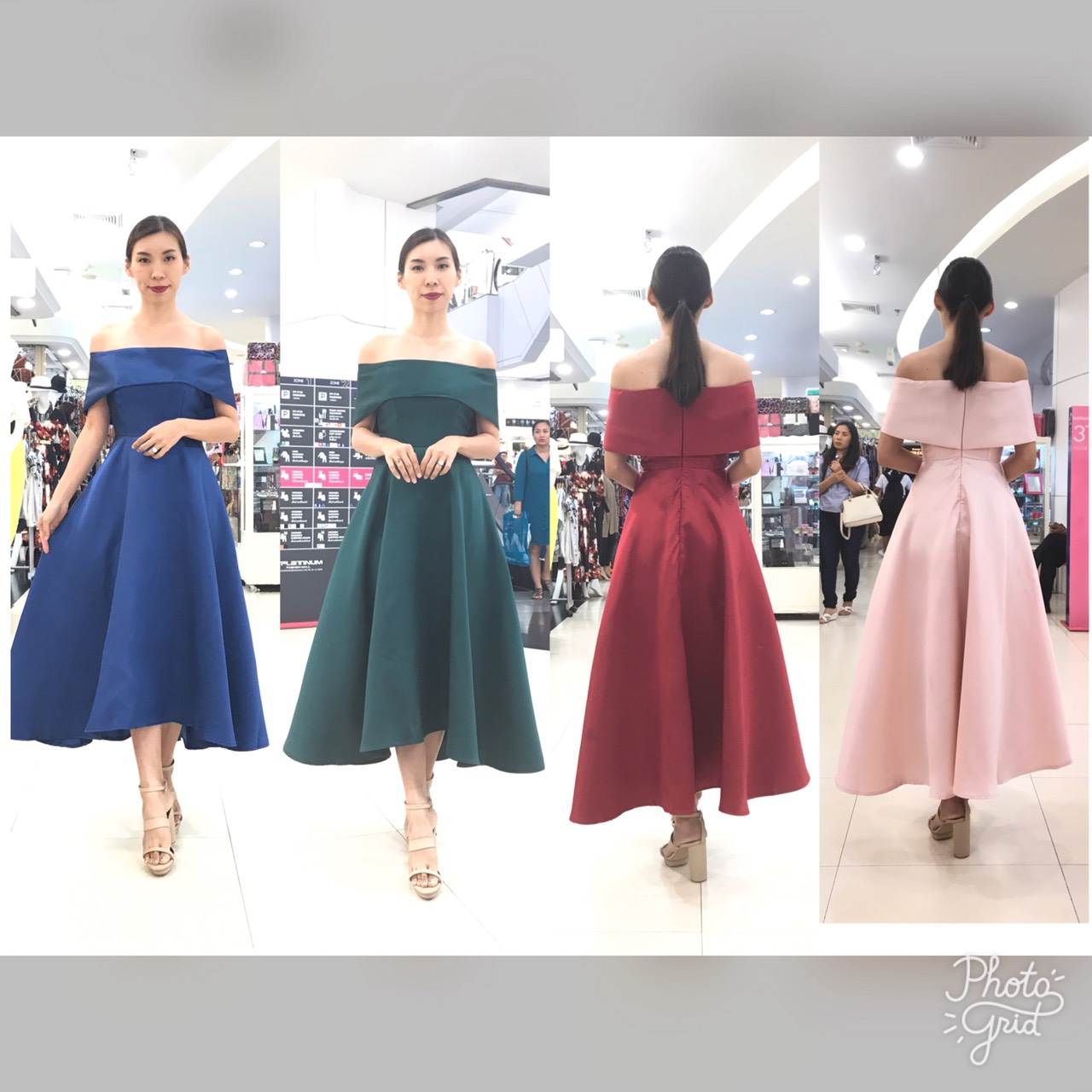 ชุดเพื่อนเจ้าสาว ชุดราตรีสั้น Iris - Off-shoulder top & Tea-length skirt