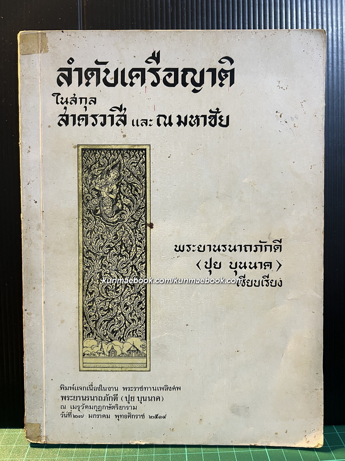 ลำดับเครือญาติในสกุลสาครวาสี และ ณ มหาชัย / พระยานรนาถภักดี (ปุย บุนนาค) เรียบเรียง
