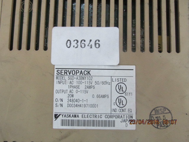 SGD-A3BNY102 SERVO DRIVE " YASKAWA "