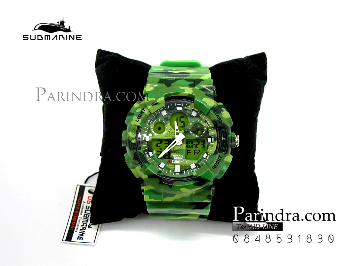 นาฬิกา US submarine รุ่น TP3176M (Military) สีลายพรางทหารสีเขียว หน้าปัดพื้นเขียว