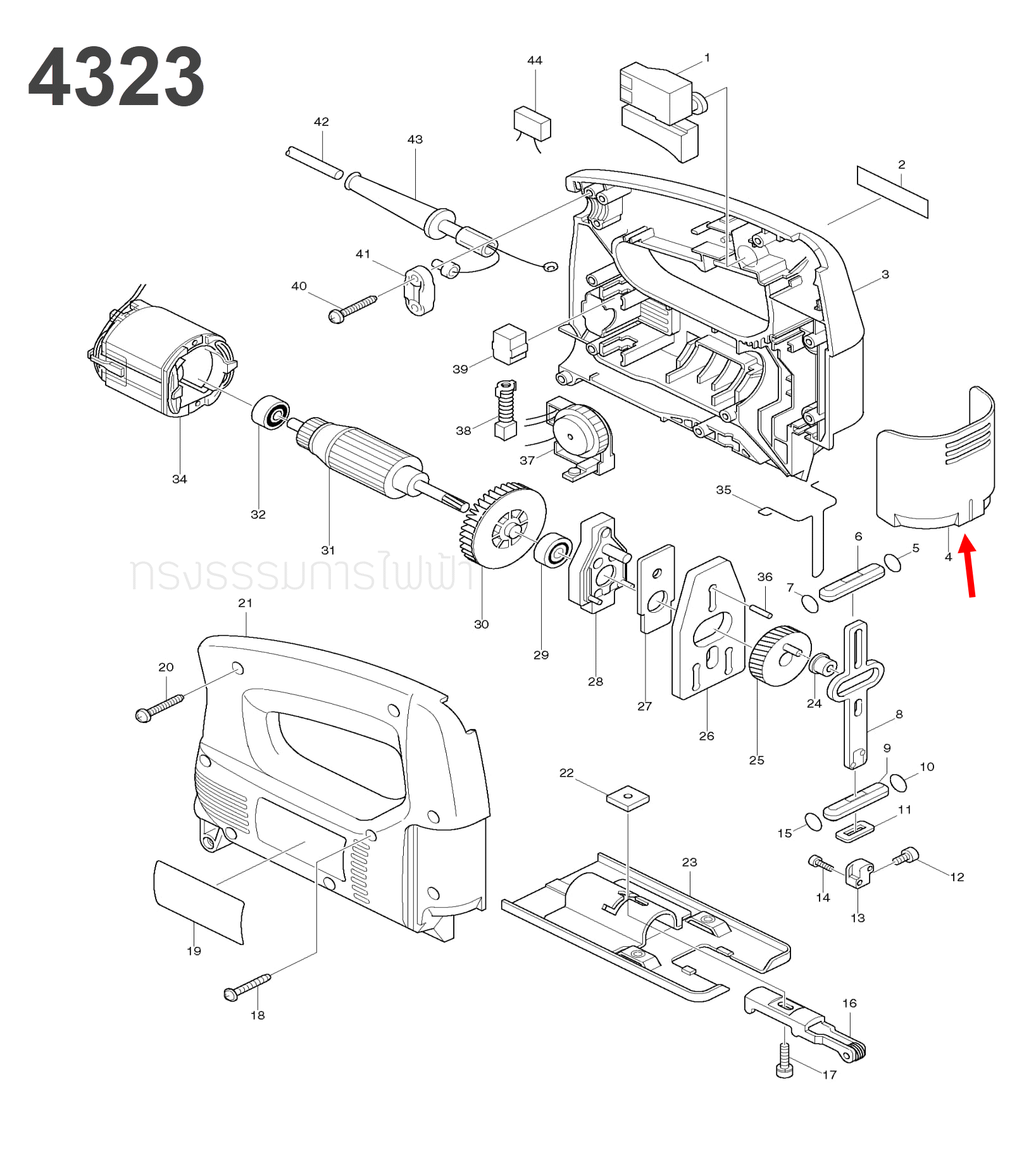 ตัวกันฝุ่น จิ๊กซอว์ Makita มากีต้า 4323 [#4], 4324 [#32], 4327, 4329 [#31] Pn.416476-5 (แท้) ## (*)