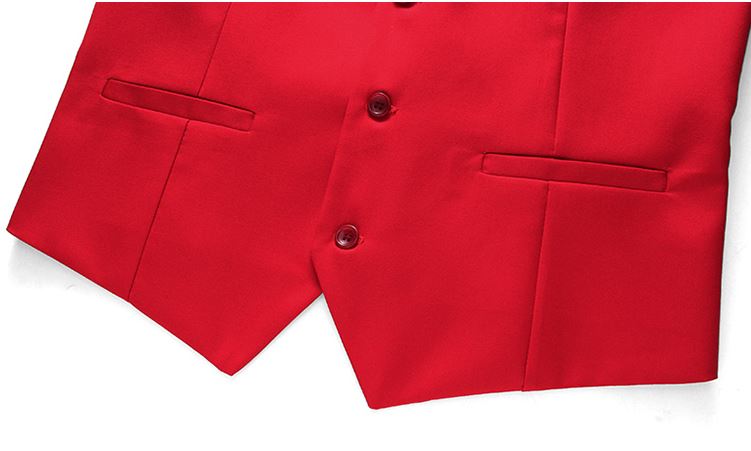 Pre-order ชุดสูทชาย สีแดง สไตล์เกาหลี พร้อมเสื้อกั๊ก