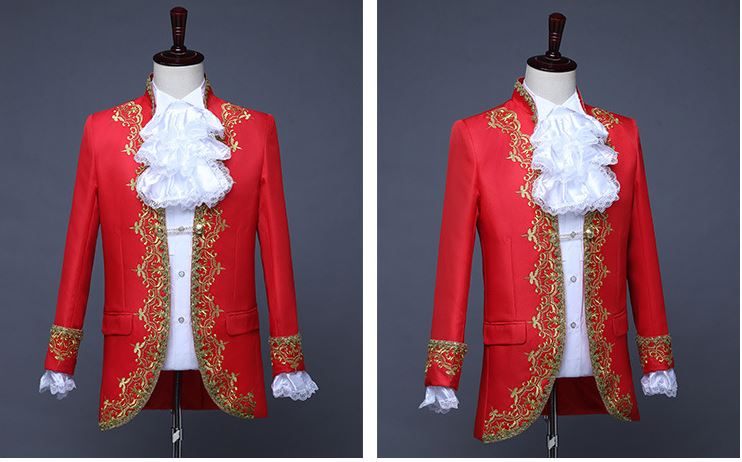 Pre-order ชุดสูทชาย สไตล์ยุโรป ปักงานละเอียด สีแดง