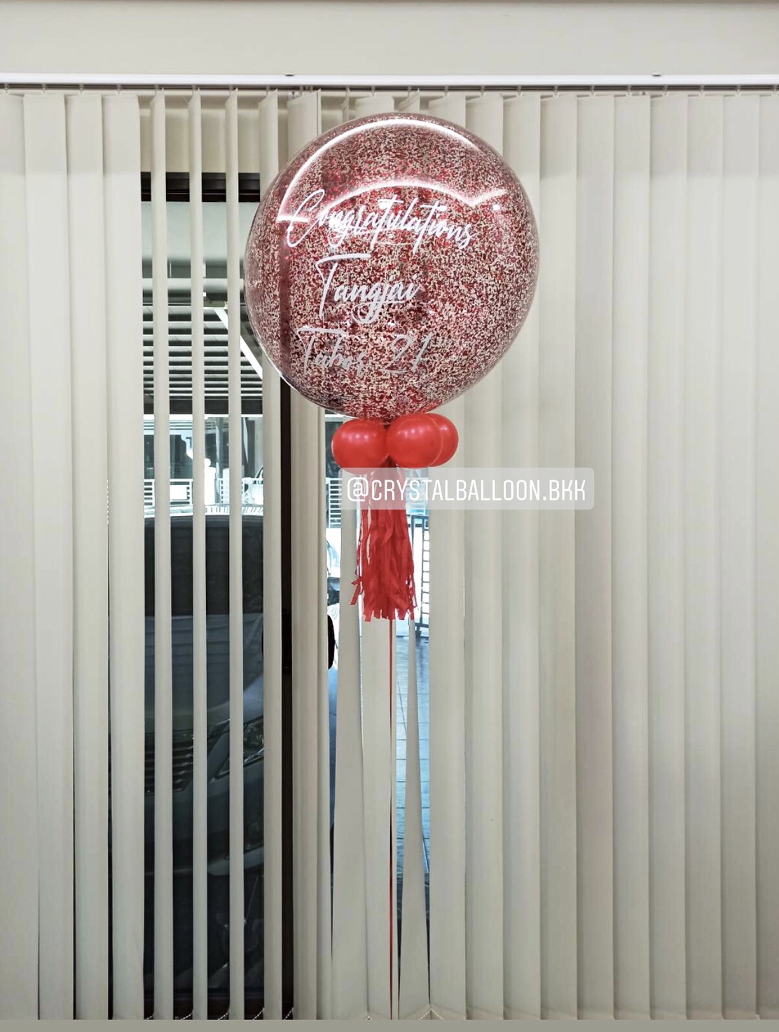 ลูกโป่ง แสดงความยินดี ในโอกาสพิเศษ Bubble ขนาด 24"/36" สีแดง พร้อมตกแต่ง สามารถเลี่ยนสีลูกโป่ง/ข้อความ/ขนาดได้