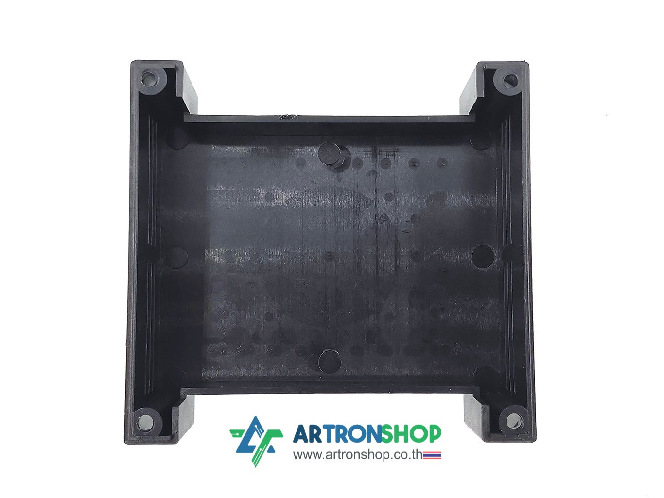 กล่องใส่บอร์ดอิเล็กทรอนิกส์ ติดรางปีกนก ขนาด 115 x 90 มิลลิเมตร สีดำ