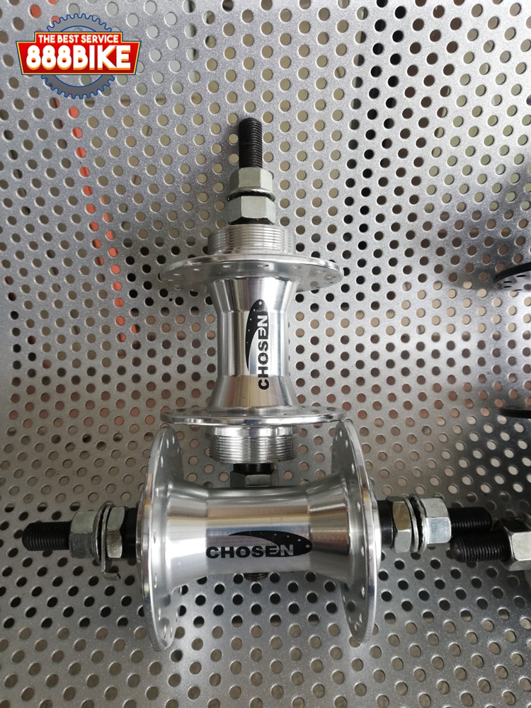 ดุมหน้า+ดุมหลัง BMX CHOSEN 32 รู ปีกใหญ่ ดุมเกลียว 2 ข้าง สีดำ สีเงิน ใส่ BMX, ฟิกซ์เกียร์