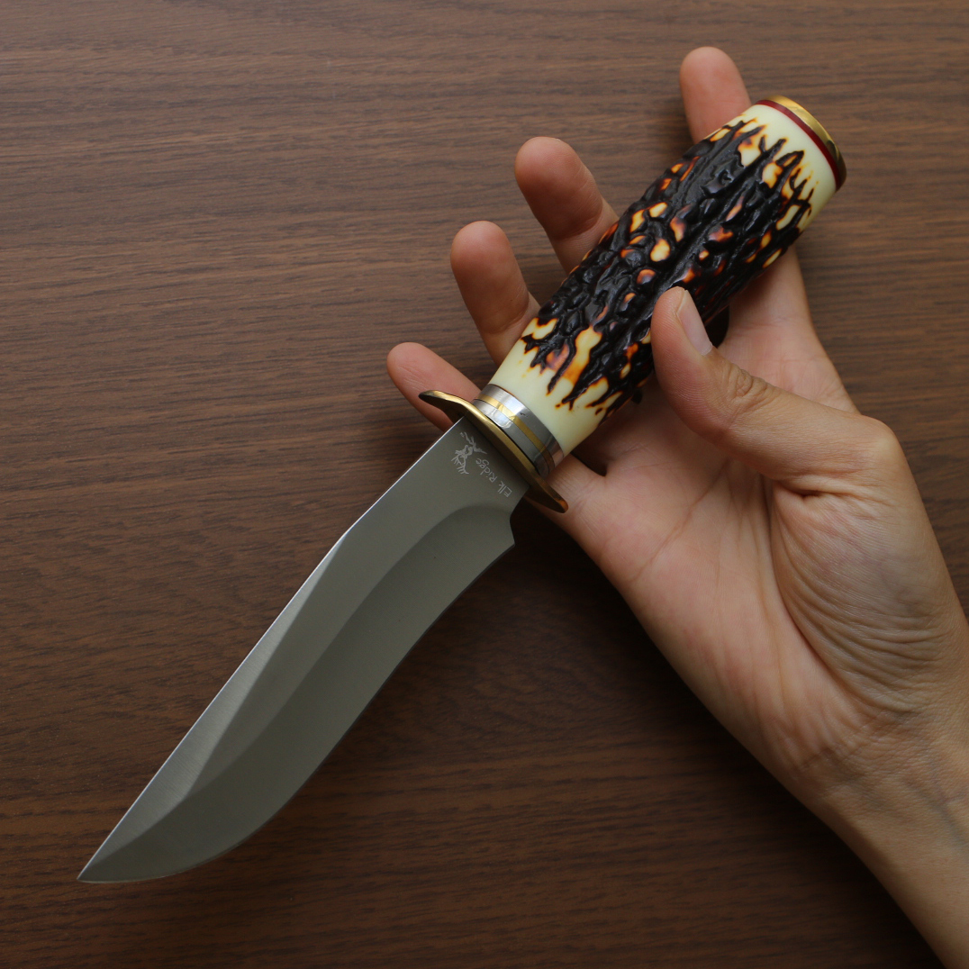 มีดใบตาย ELK ด้ามลายเขา แบบ 3 ขนาด 9.5 นิ้ว