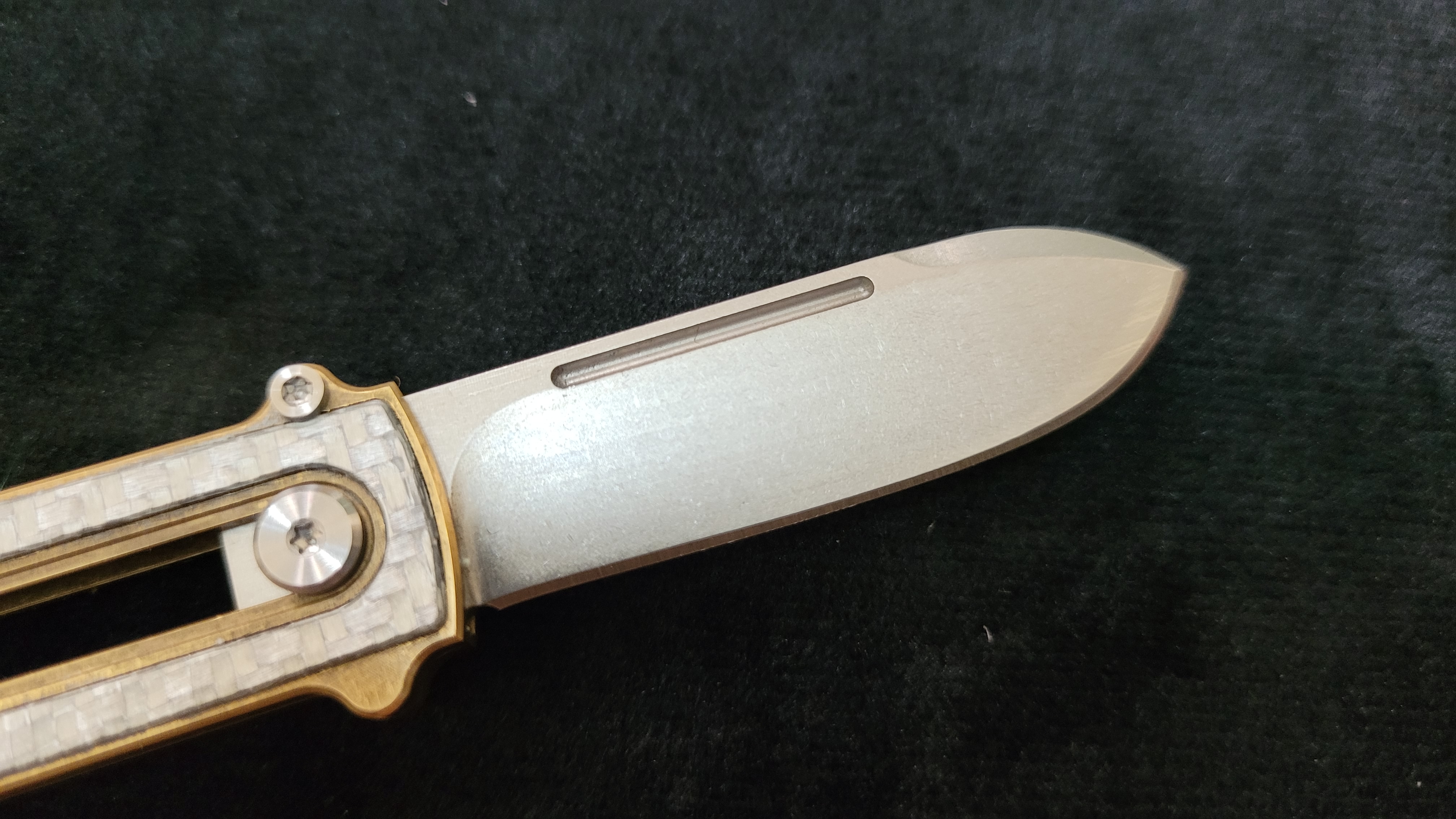 Al Br BarloX with M390 Blade-for a short time Dealer's Cost Silver Carbon Fiber Stonewash Blade