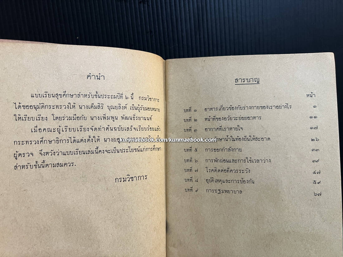 แบบเรียนพลานามัย วิชาสุขศึกษา ชั้นประถมปีที่ 6