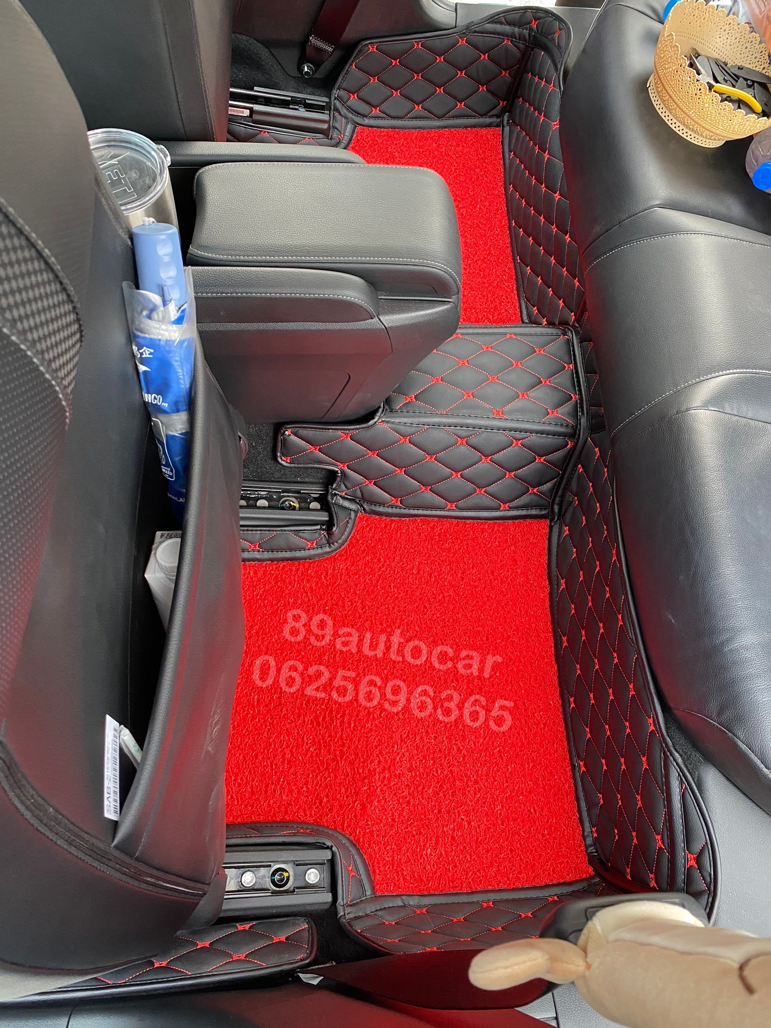 ขายพรมในรถยนต์ Honda Civic 2019 ปูพรม8D สีดำด้ายแดง เย็บติด ไวนิลดักฝุ่นสีแดง