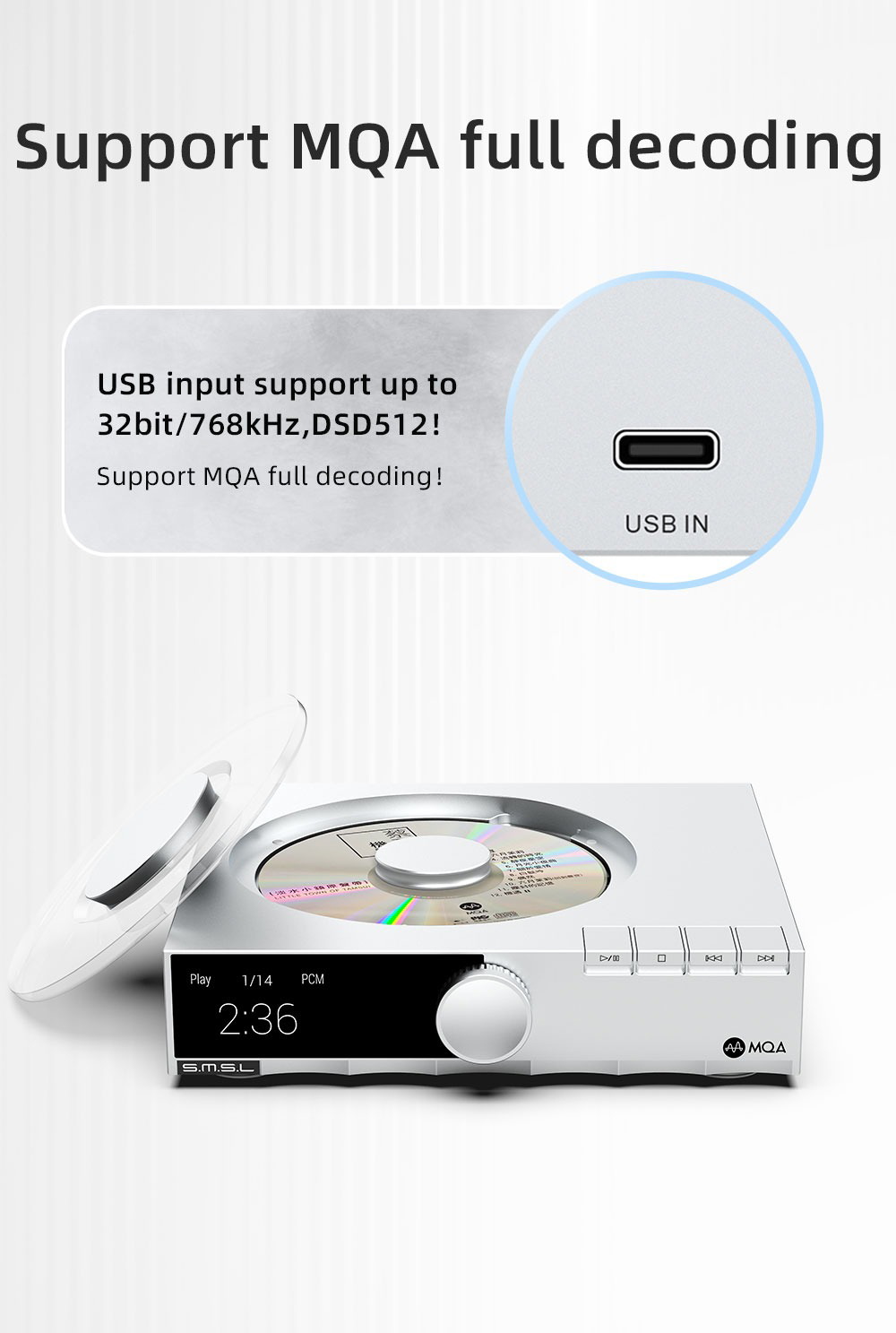 SMSL PL200T เครื่องเล่นซีดีตั้งโต๊ะขนาดกะทัดรัด รองรับ MQA-CD ประกันศูนย์ไทย