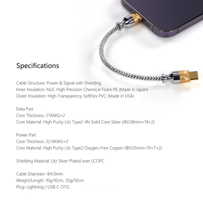 DD MFI07S สายแปลง Lightning เป็น TypeC OTG สำหรับเครื่องเสียง