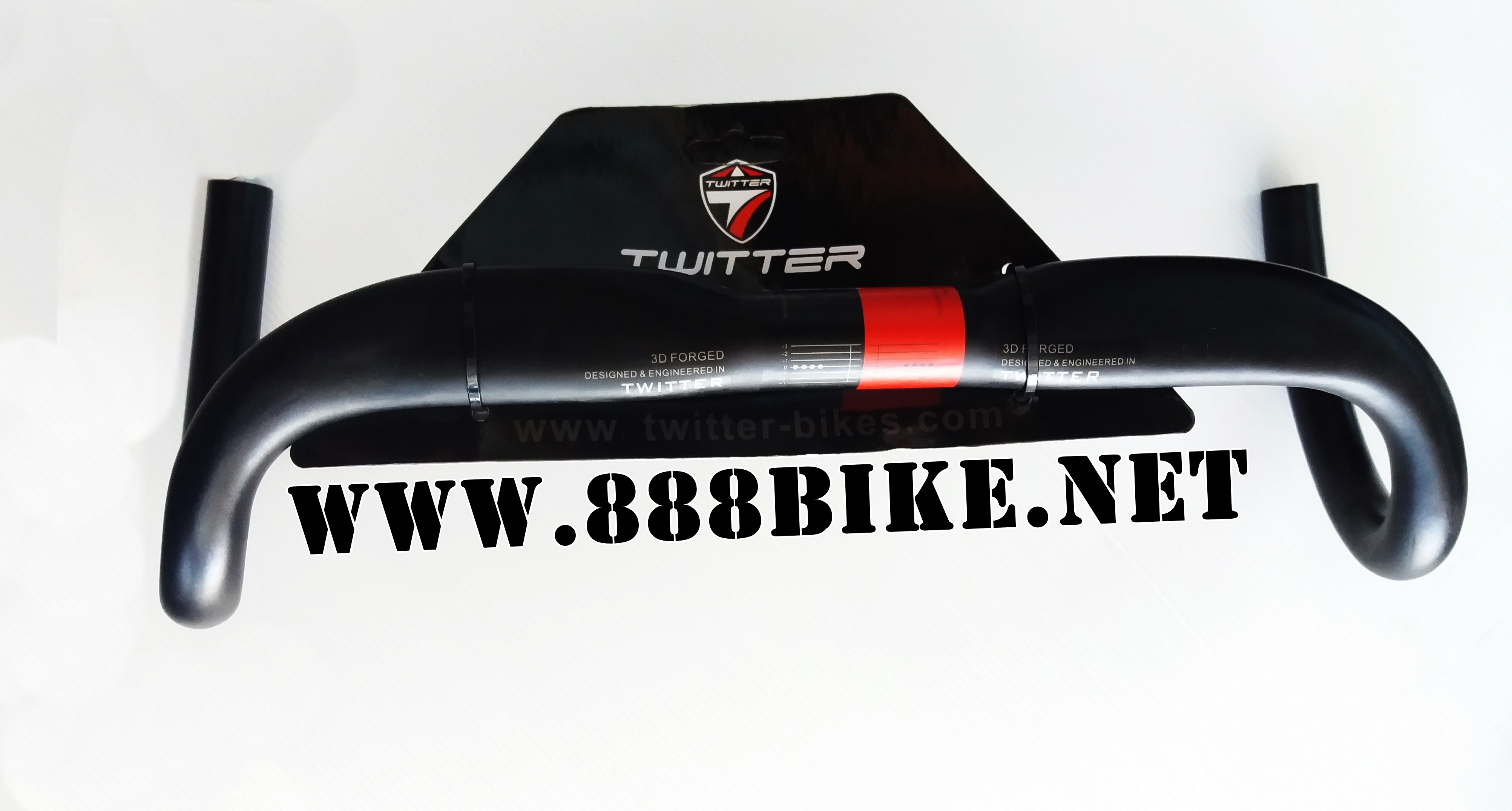 แฮนด์หมอบ Twitter 3D Forged วัสดุอลูมิเนียม Road Alloy Handlebar, Ø31.6 x 420 mm. นน.320 g., S388