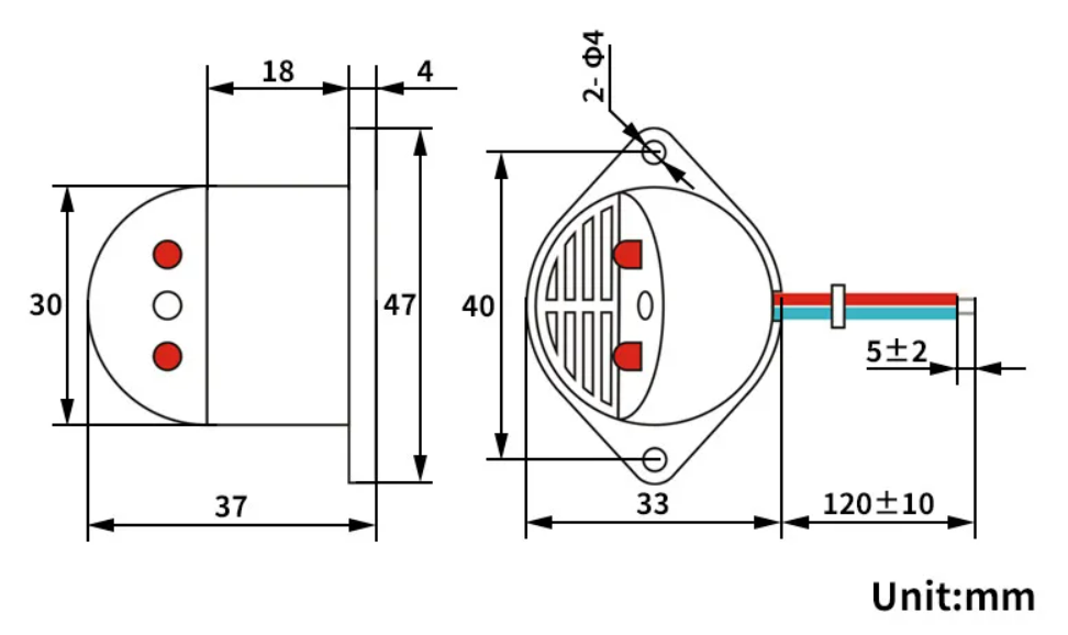 บัสเซอร์ ไซเรน แจ้งเตือน พร้อมไฟกระพริบในตัว 6-24V ZMQ-2737